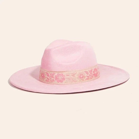 Flower Ribbon Bow Fedora Hat