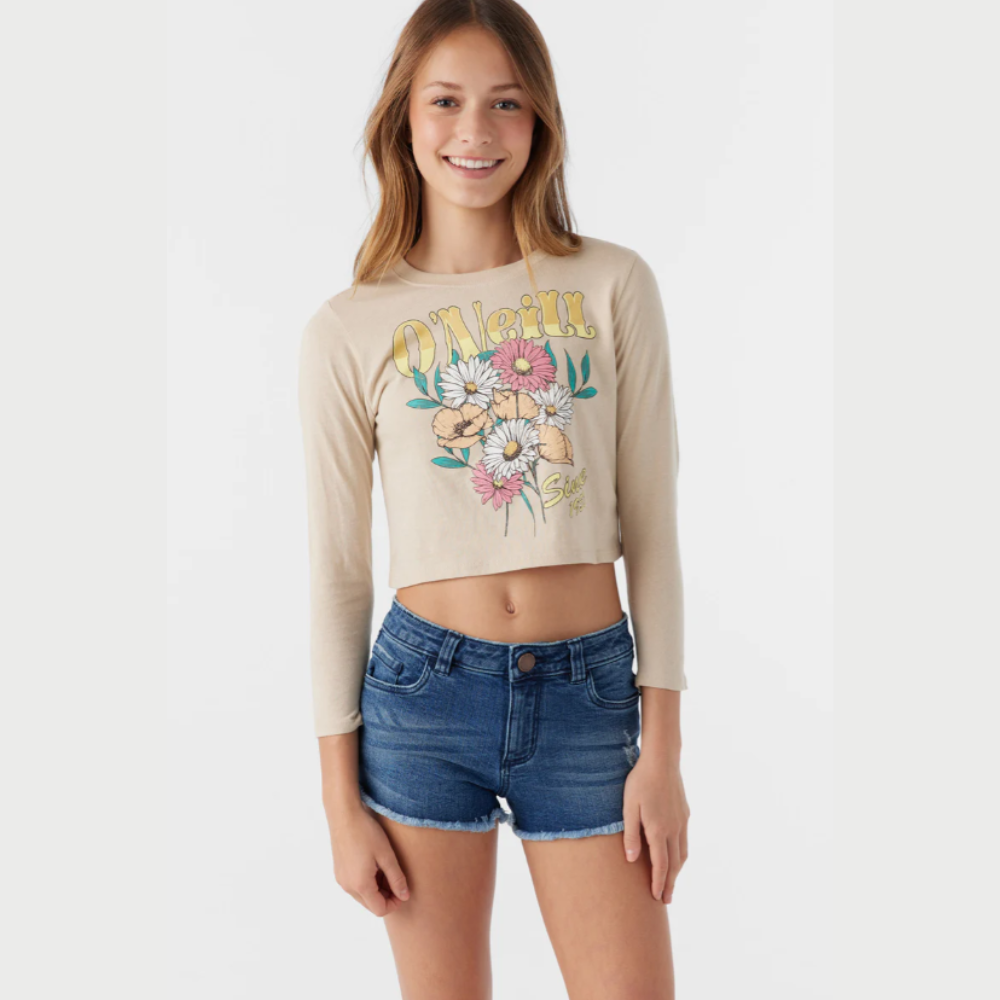 Girl's With Flowers Long Sleeve Tee