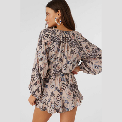 Scarlette Palmer Print Long Sleeve Romper