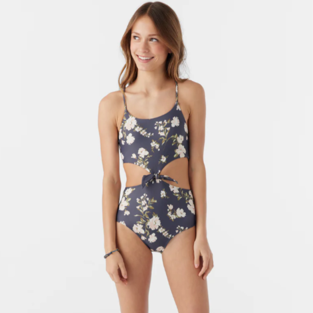 Girl's Kendra Floral Knot Front One Piece