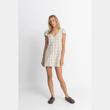 Rumi Check Cap Sleeve Mini Dress