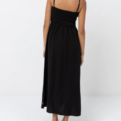 Classic Shirred Midi Dress