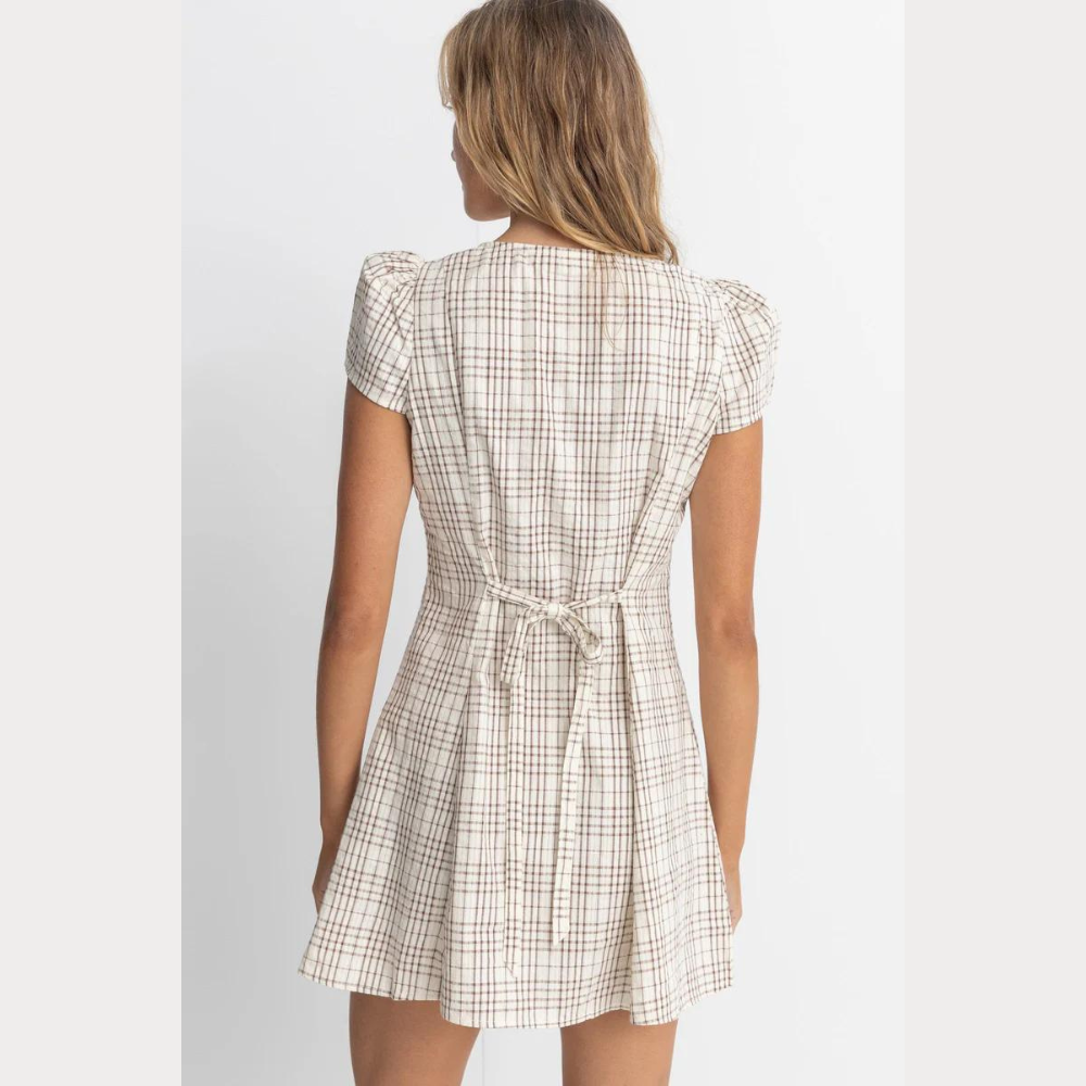 Rumi Check Cap Sleeve Mini Dress