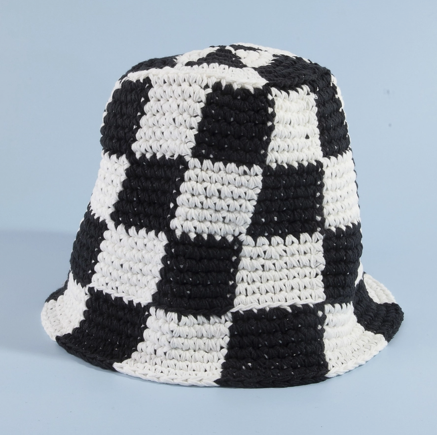 Chunky Crochet Checkered Bucket Hat