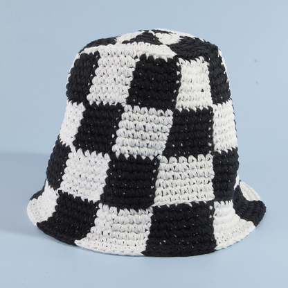 Chunky Crochet Checkered Bucket Hat