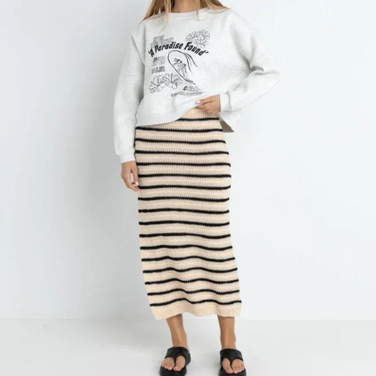 Highline Stripe Knit Midi Skirt