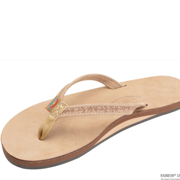 Las Flores - Single Layer Premier Leather with a Floral 1/2" Narrow Strap