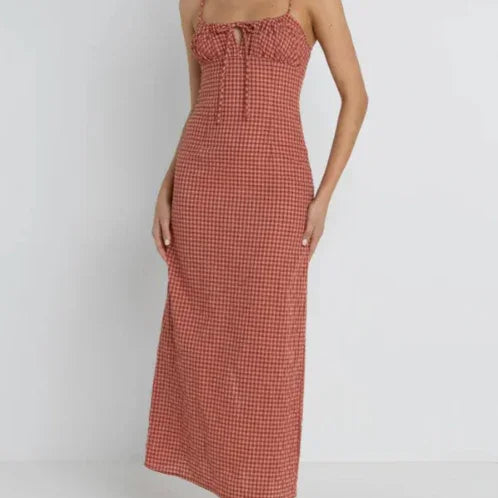 Lola Check Gathered Maxi Dress