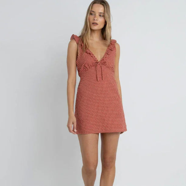 Lola Check Ruffle Mini Dress