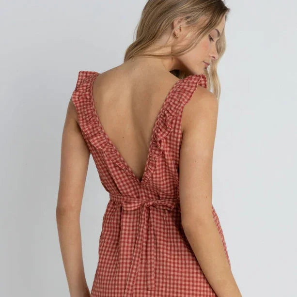 Lola Check Ruffle Mini Dress