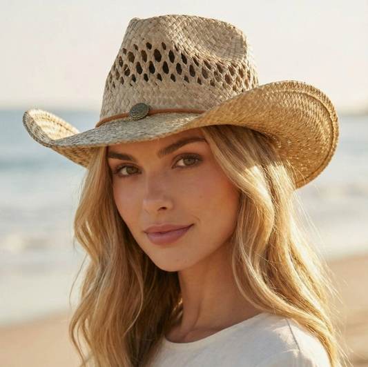 Straw Basket Rope Strap Western Cowboy Hat