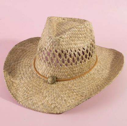 Straw Basket Rope Strap Western Cowboy Hat