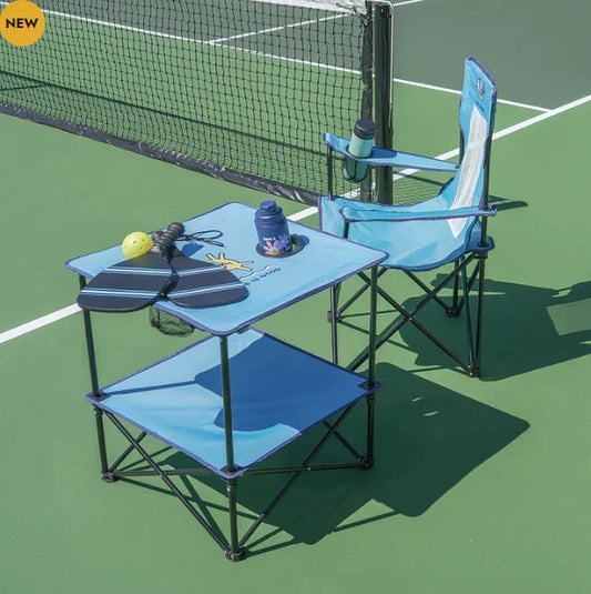 Life is Good Blue 22" Square Compact Folding Beach Table