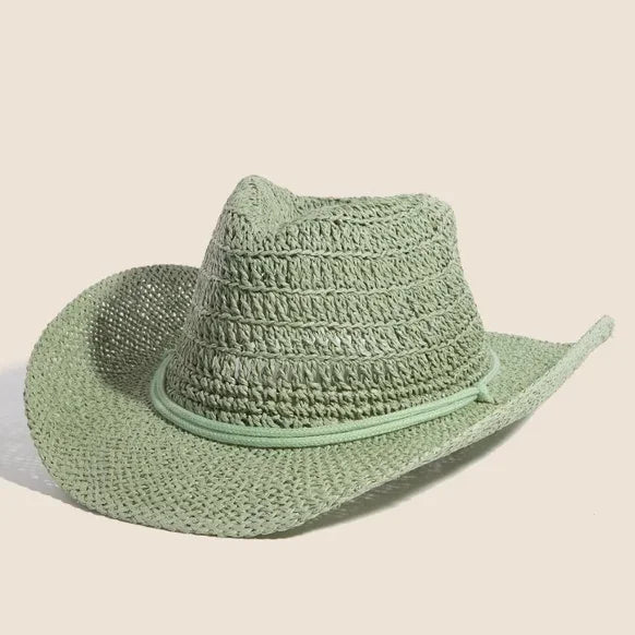 Western Straw Braided Double Rope Cowboy Hat